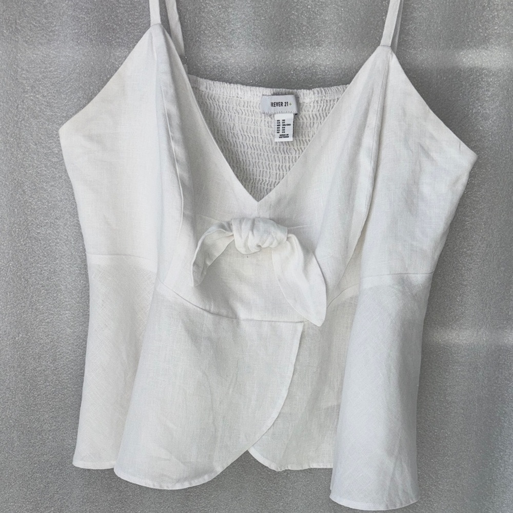 Forever 21 Linen Strappy Camisole with Bow Accent and Empire Waist Size 3X